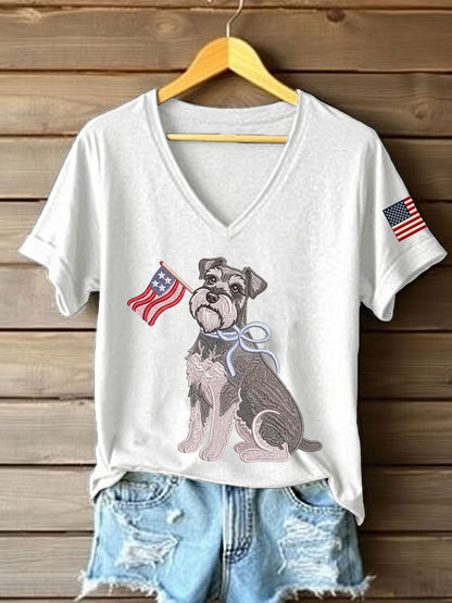 Women's Schnauzer Print Casual T-Shirt