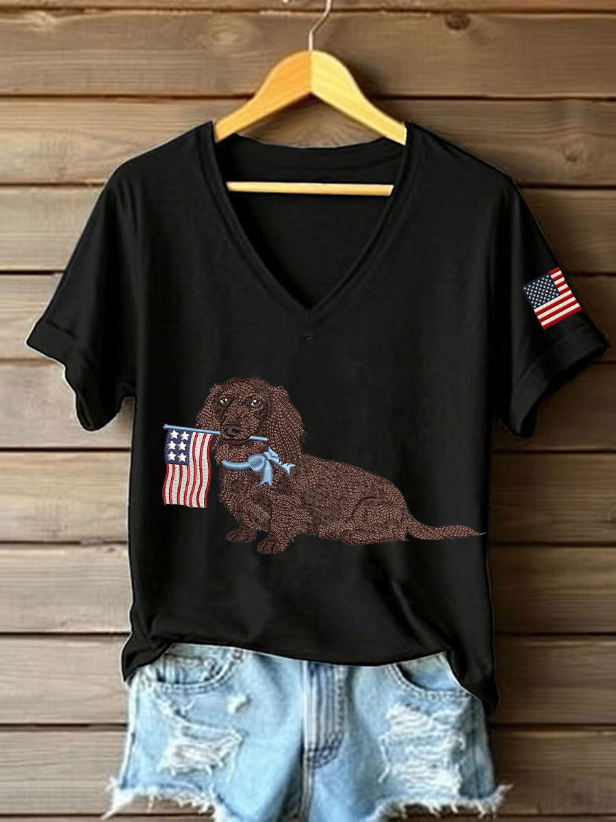 Women's Dachshund Print Casual T-Shirt