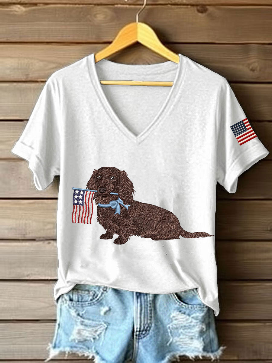 Women's Dachshund Print Casual T-Shirt