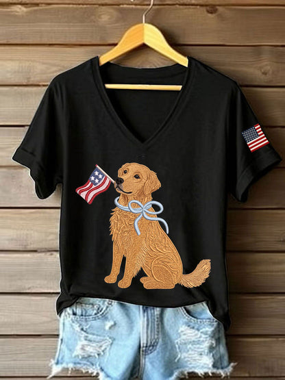 Women’s Golden Retriever Print Casual T-Shirt