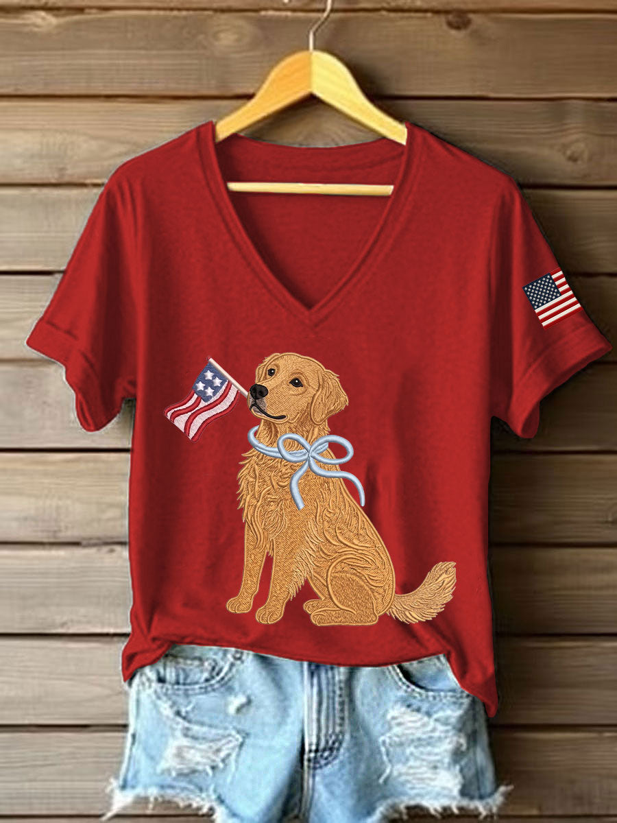 Women’s Golden Retriever Print Casual T-Shirt