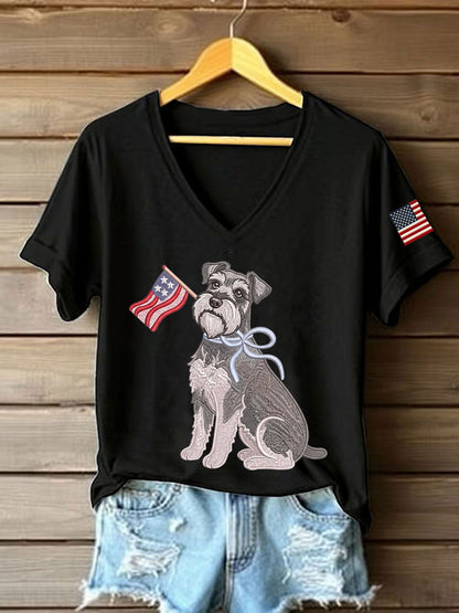 Women's Schnauzer Print Casual T-Shirt