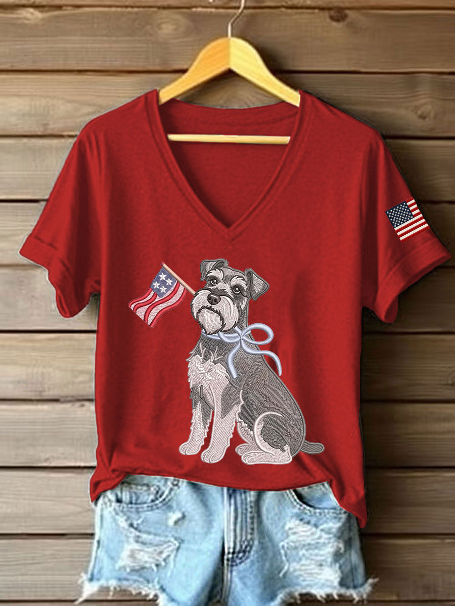 Women's Schnauzer Print Casual T-Shirt