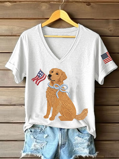 Women’s Golden Retriever Print Casual T-Shirt