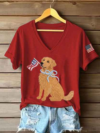 Women’s Golden Retriever Print Casual T-Shirt