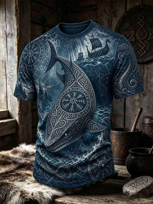 Men's Retro Viking Art Pattern Printed T-Shirt