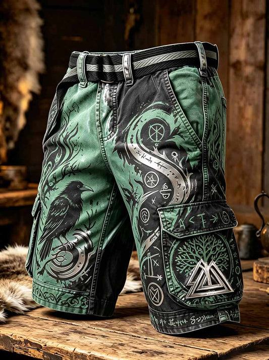 Men's Vintage Viking Art Print Shorts
