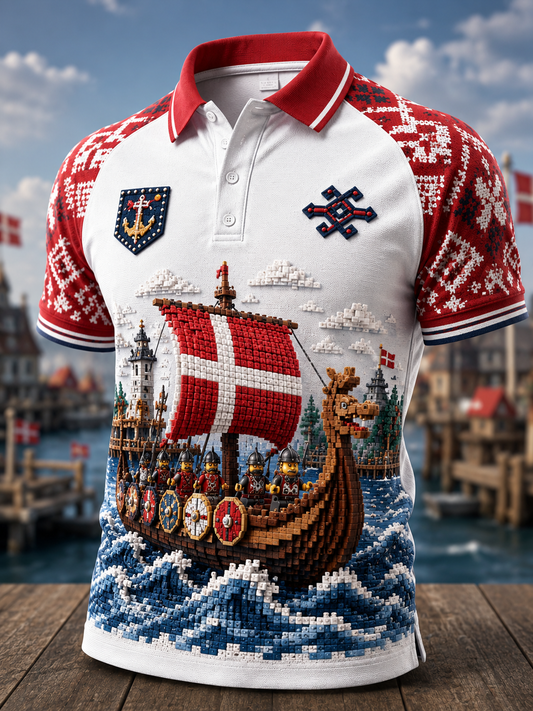 Men's Danish Vikings Art Print Polo Shirt
