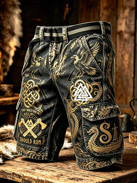 Men's Vintage Viking Art Print Shorts