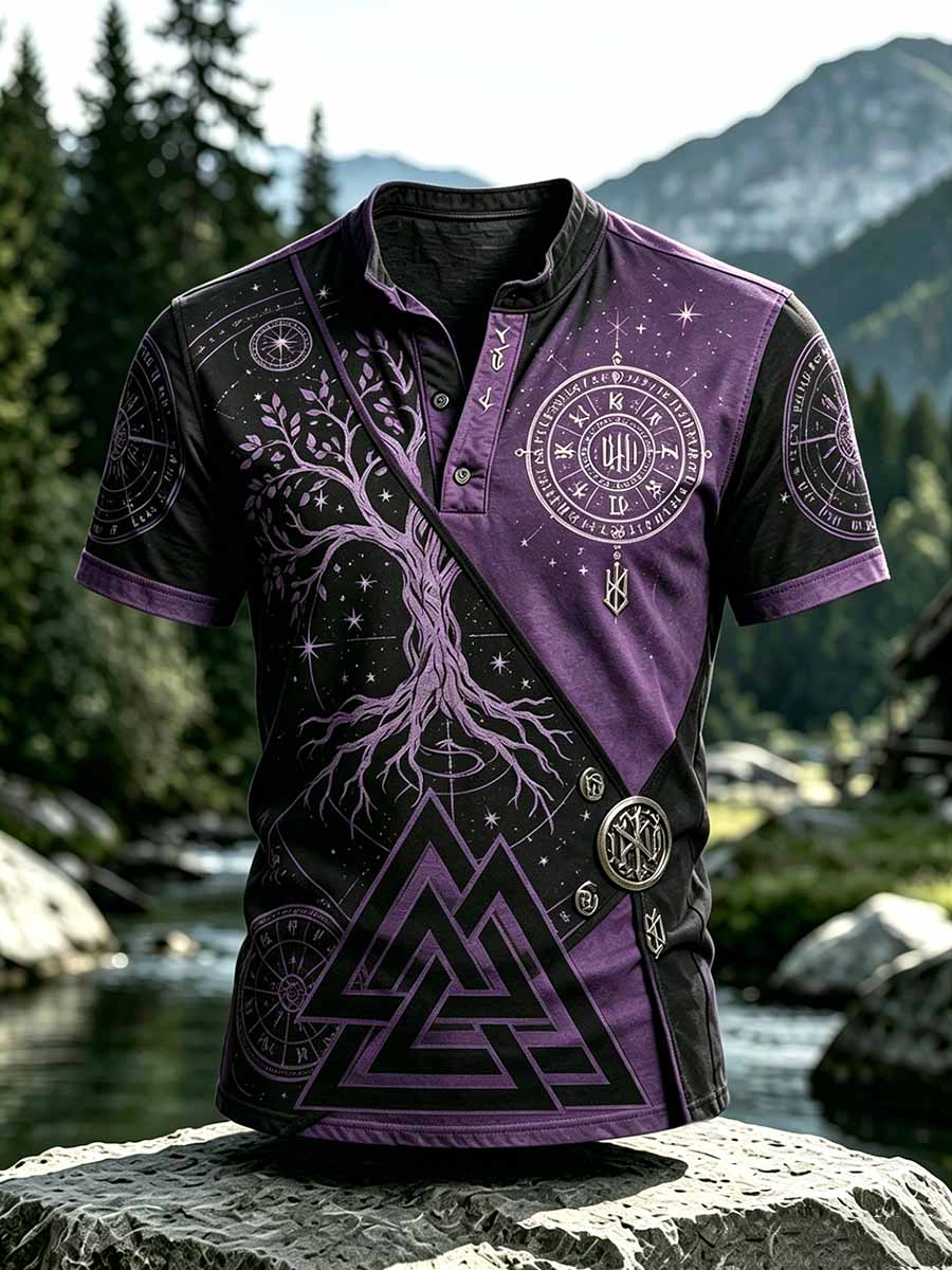 Men's Vintage Viking Pattern Print T-Shirt