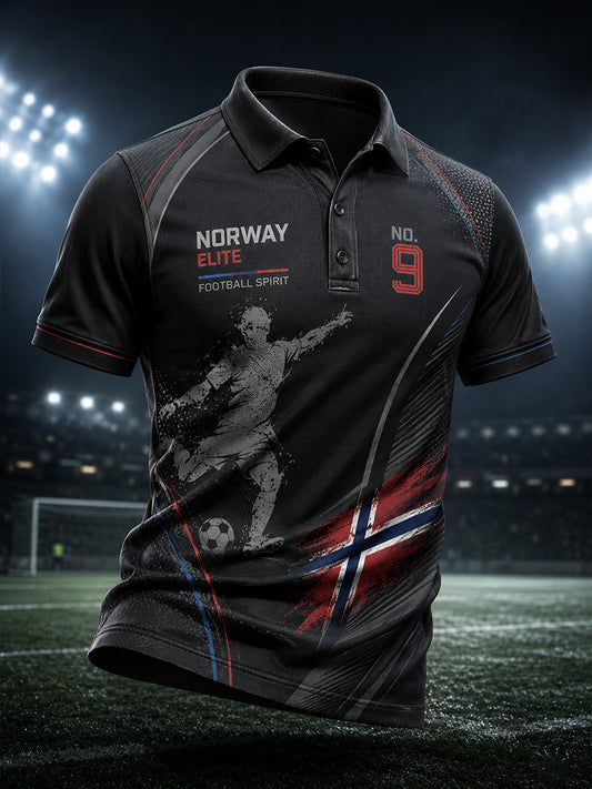 Men's Short-Sleeve Polo Shirt With Soccer-Themed Print