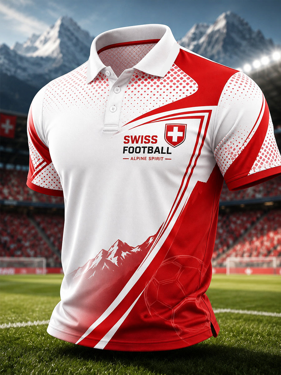 Men's Short-Sleeved Polo Shirt With Football Print