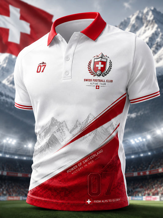 Men's Short-Sleeved Polo Shirt With Football Print