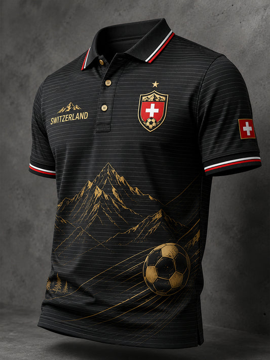 Men's Short-Sleeve Polo Shirt With Soccer-Themed Print
