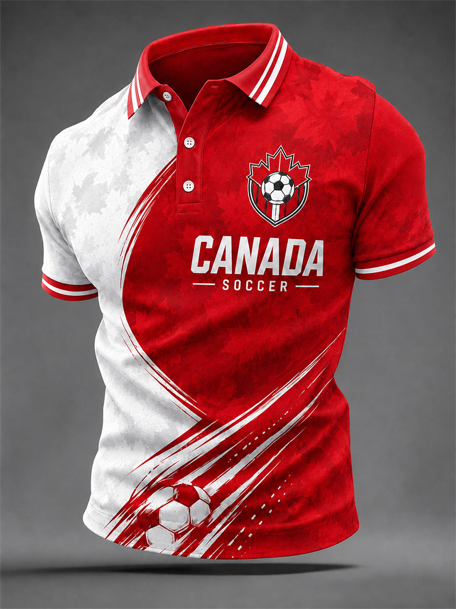 Men's Canada Soccer Graphic Print Casual Polo
