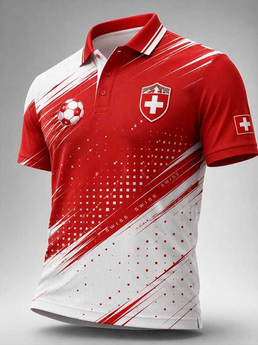 Men's Short-Sleeve Polo Shirt With Soccer-Themed Print