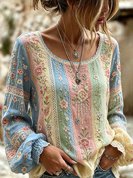 Women's Elegant Cotton and Linen Top