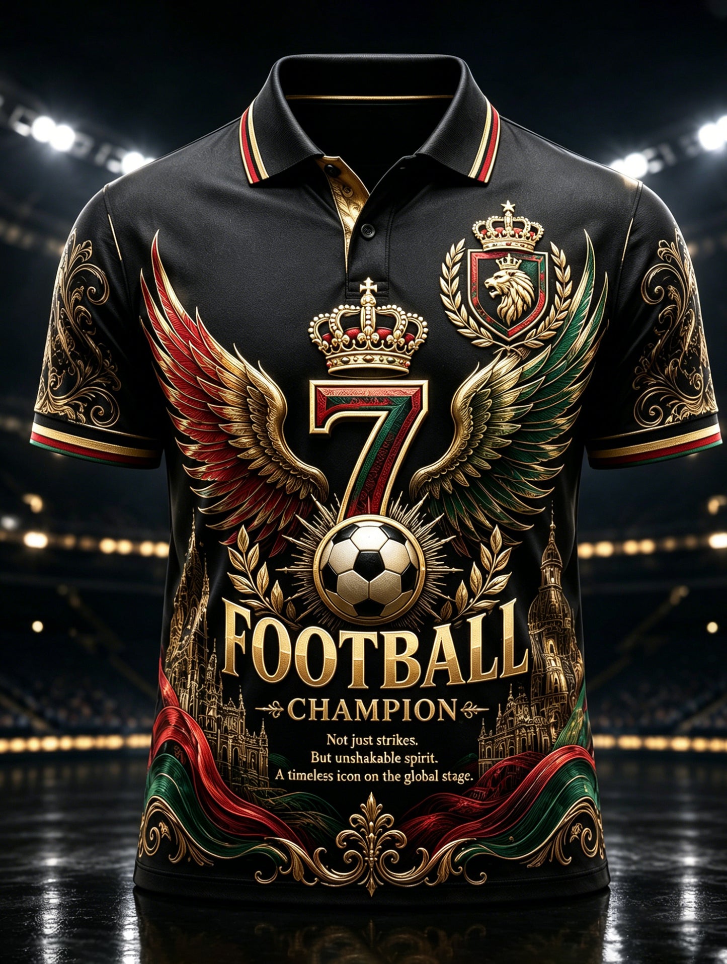 Men's Portuguese Football Match Cheering Element Art Print Polo Shirt
