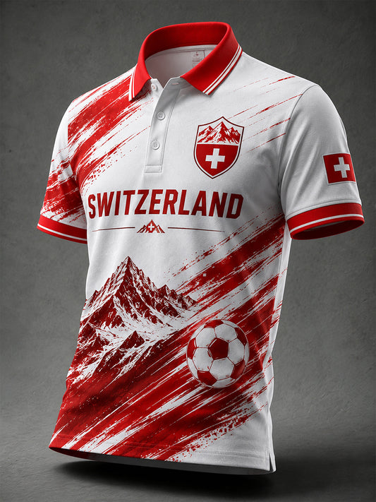 Men's Short-Sleeve Polo Shirt With Soccer-Themed Print