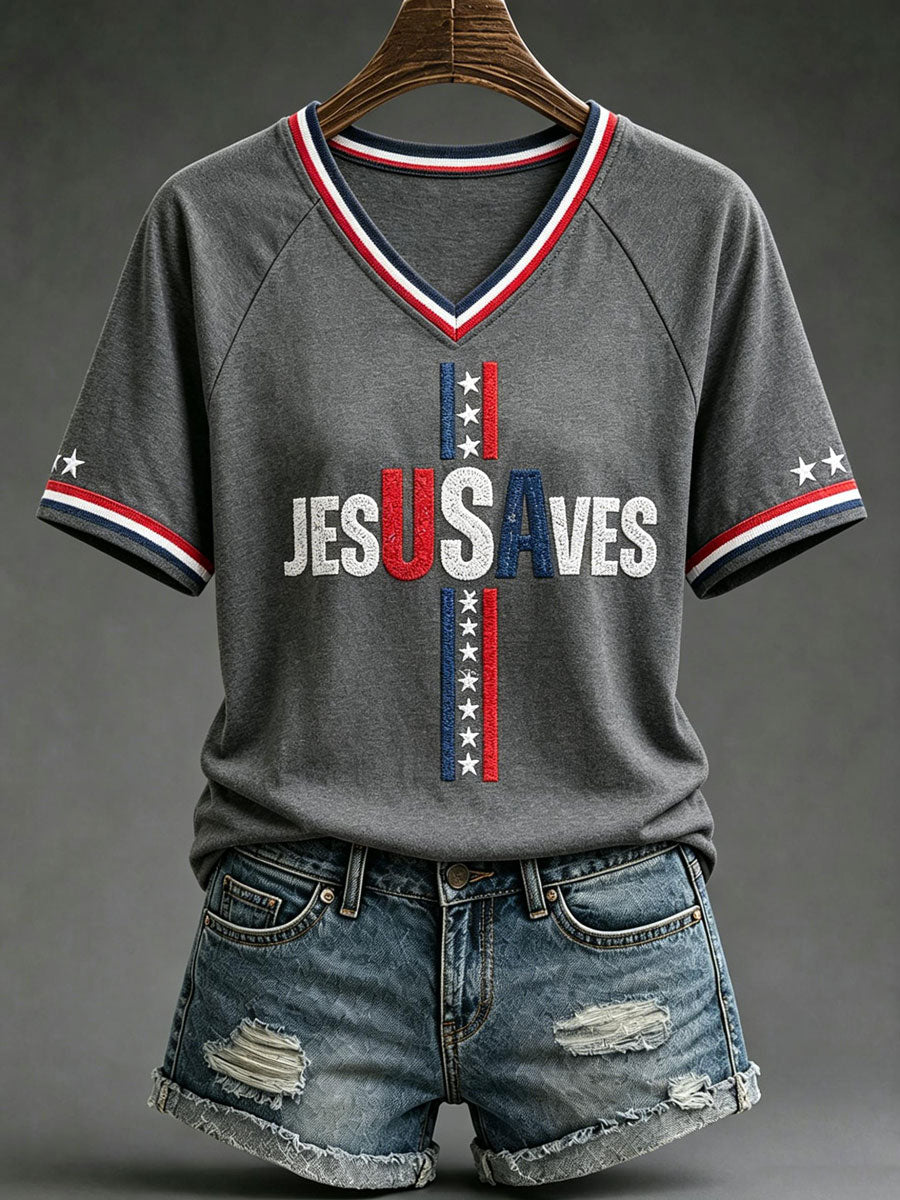 Women's 'Jesus Saves' Printed Casual T-Shirt