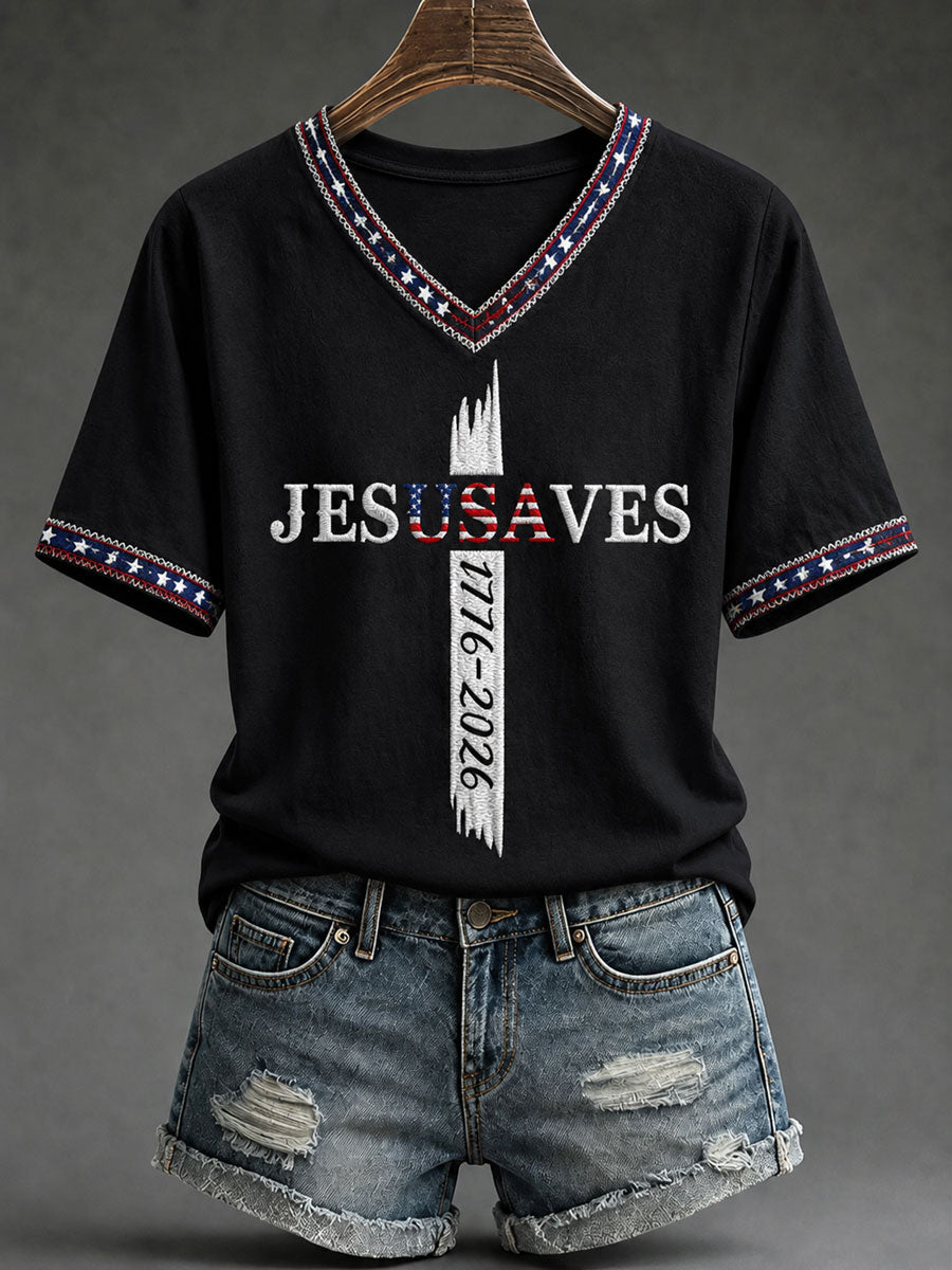 Women's 'Jesus Saves' Printed Casual T-Shirt