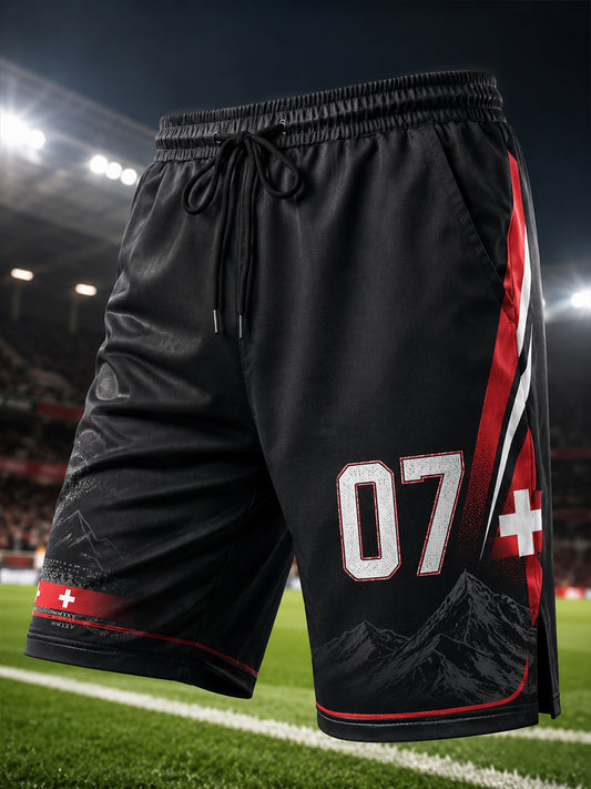 Men's Alpine- And Soccer-Inspired Print Athletic Shorts