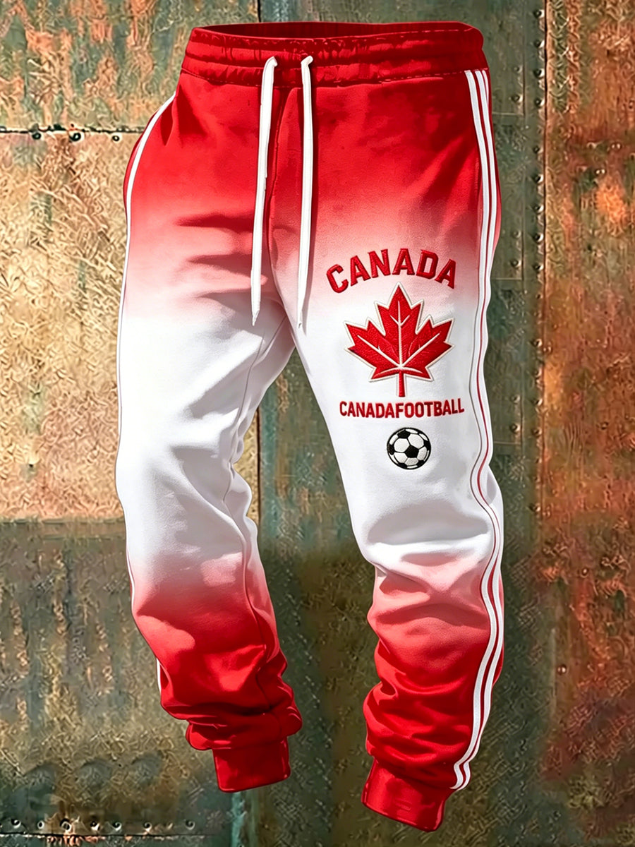 Men's Canada Soccer Printed Drawstring Sports Pants