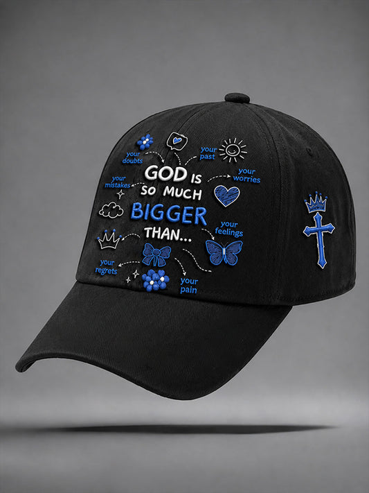 “God Is So Much Bigger Than..."Faith Print Casual Unisex  Hat