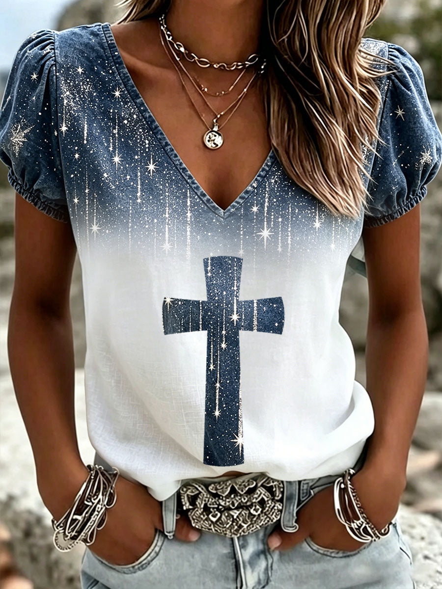 Women's Starry Faith Art So Will I Printed T-shirt