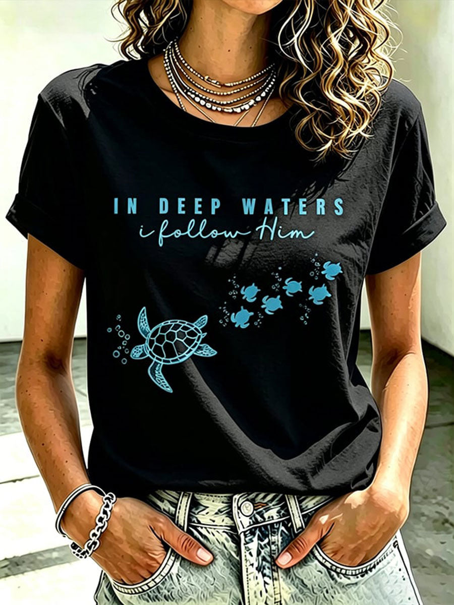 Women's In Deep Waters I Follow Him Short-sleeved T-shirt