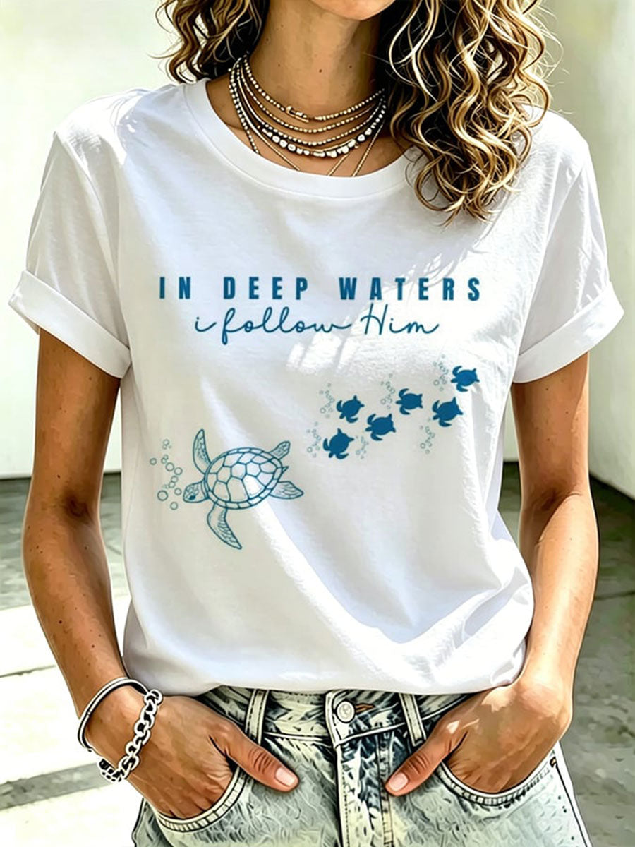Women's In Deep Waters I Follow Him Short-sleeved T-shirt