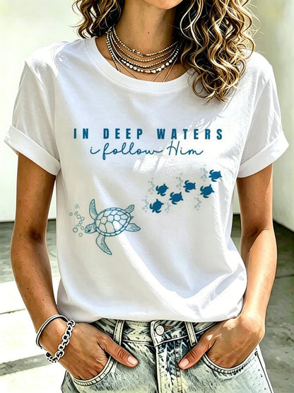 Women's In Deep Waters I Follow Him Short-sleeved T-shirt