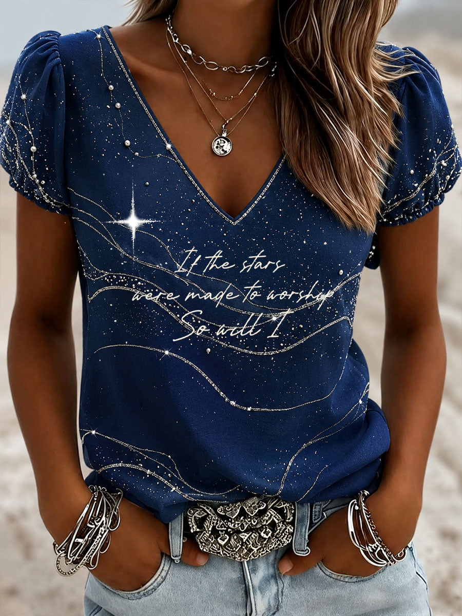Women's Starry Faith Art So Will I Printed T-shirt