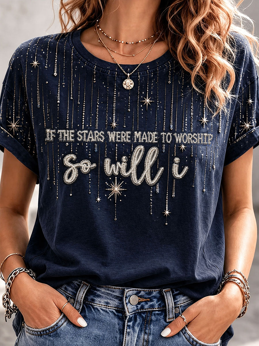 Women's Starry Faith Art So Will I Printed T-shirt