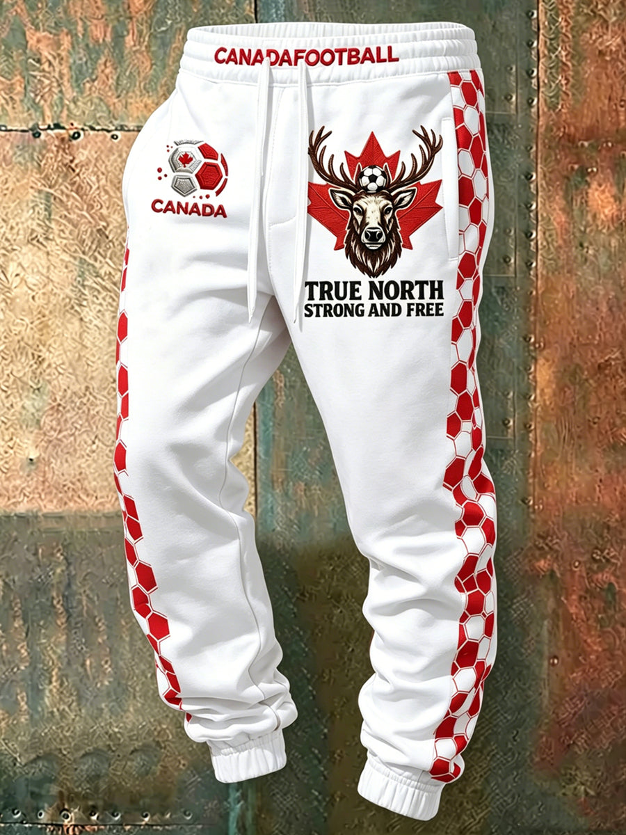 Men's Canada Soccer Printed Drawstring Sports Pants