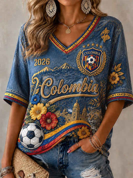 Women's 2026 Colombia Soccer Art Casual T-Shirt
