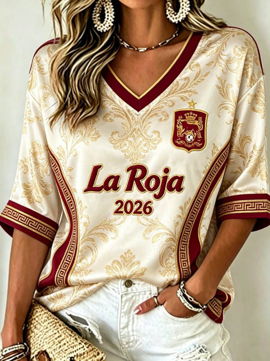 Women's Mid-length Sleeves V-Neck T-Shirt