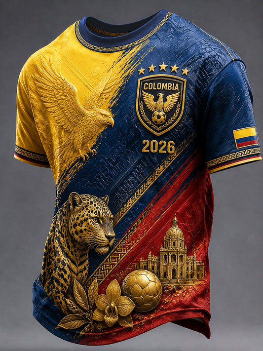 Retro 2026 Colombia Soccer Art Casual T-Shirt
