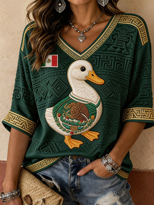 Women's Mexico Soccer Fan Graphic Casual T-Shirt