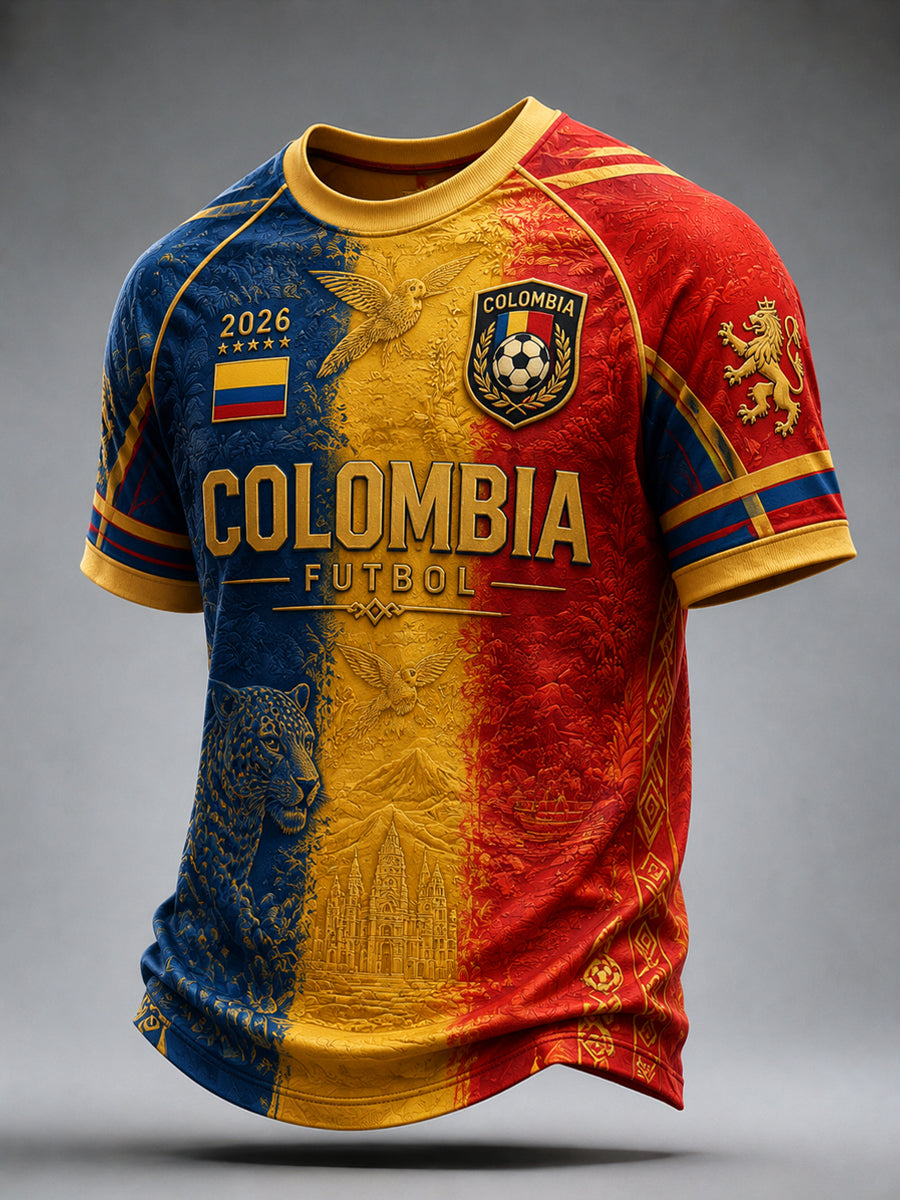 Retro 2026 Colombia Soccer Fan Casual T-Shirt