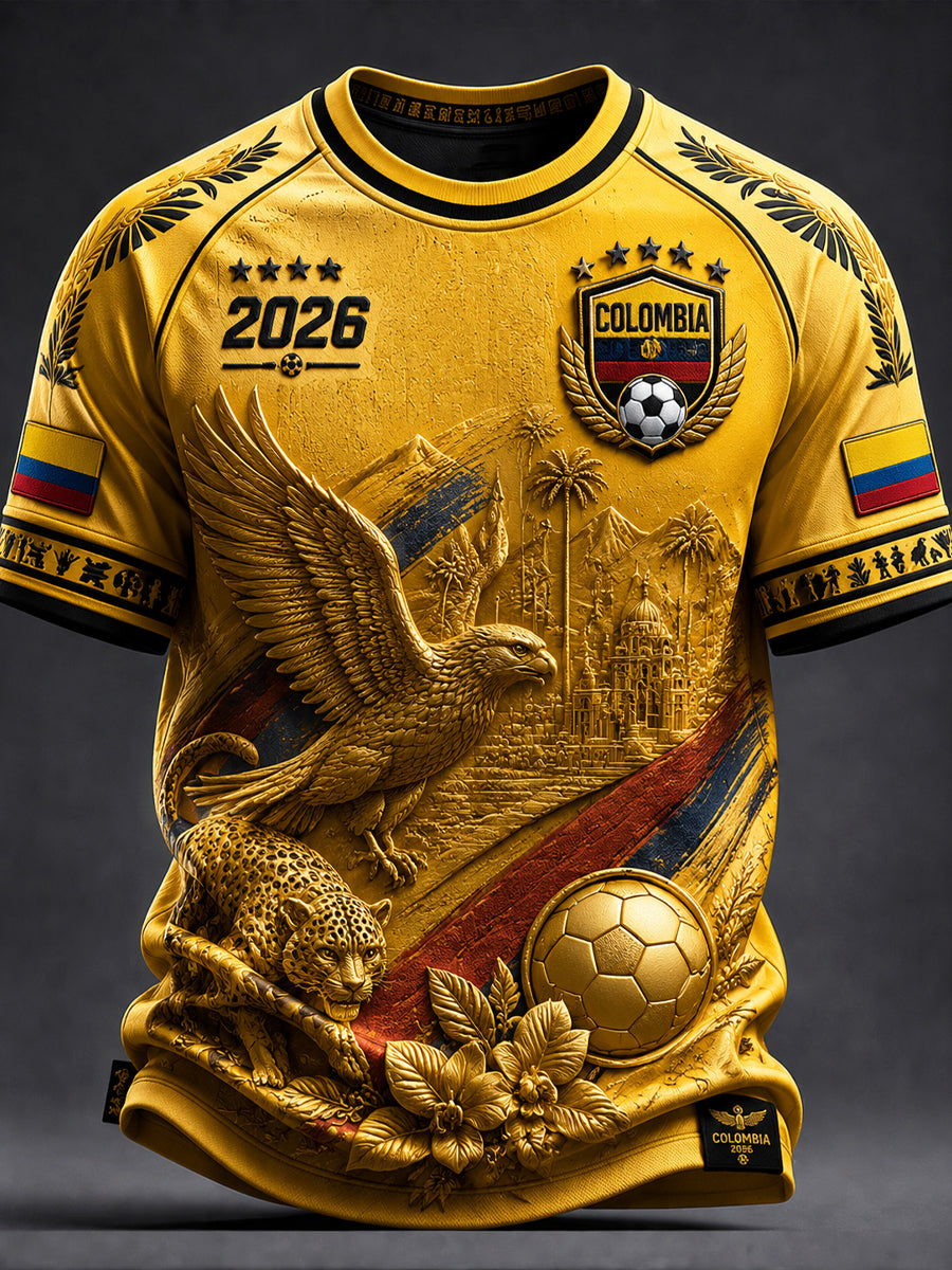 Retro 2026 Colombia Soccer Classic Casual T-Shirt
