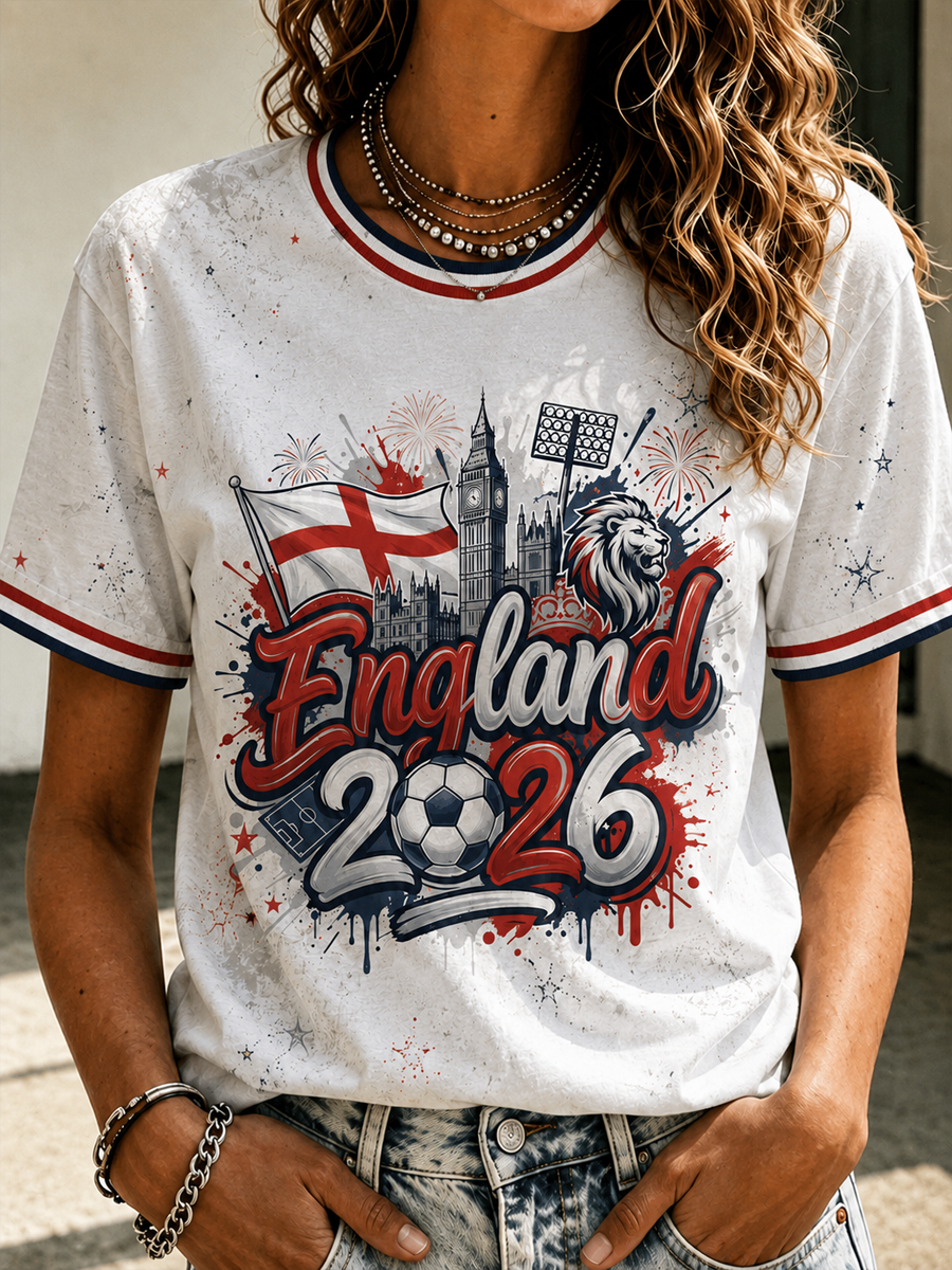 Women's UK Football Lover England Printed short-sleeved T-shirt