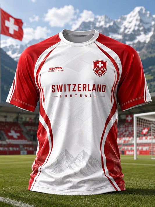 Men's Swiss Football Lover Art Print Tee