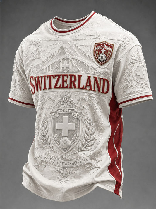 Men's Switzerland Football Printed T-shirt