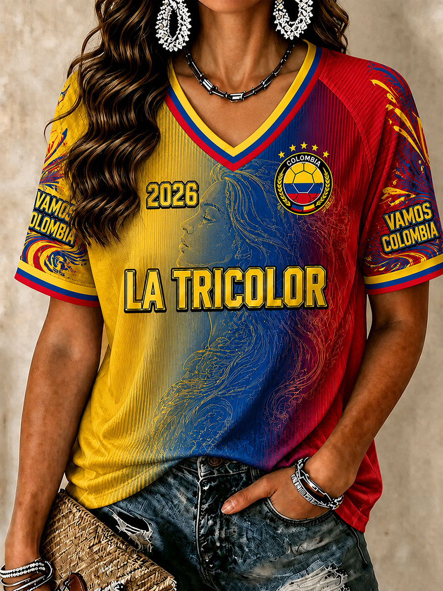 Women’s Colombia Soccer V-Neck T-Shirts