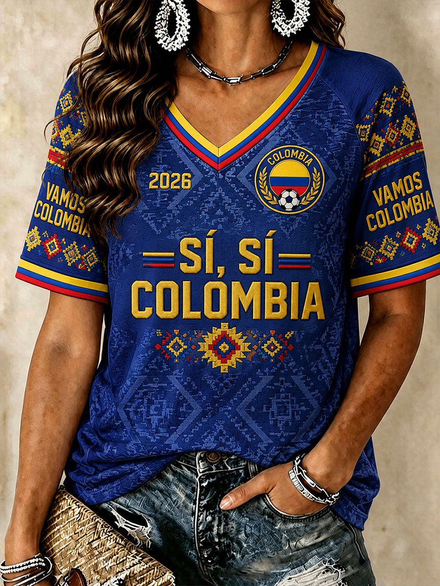 Women’s Colombia Soccer V-Neck T-Shirts