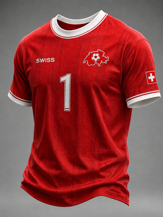 Men's Short-Sleeved T-Shirt With Football Print