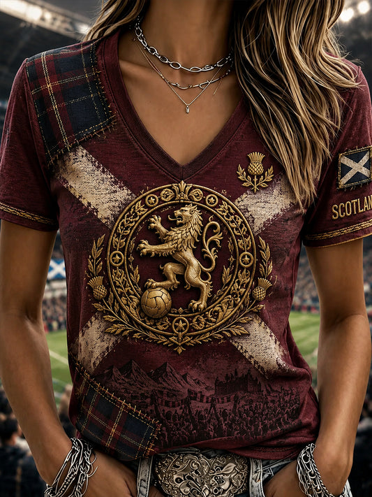 Women's Scotland Football V-Neck T-Shirt