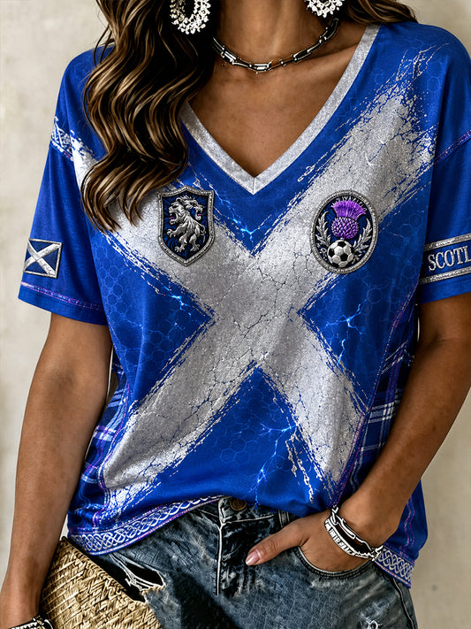 Women's Scotland Football V-Neck T-Shirt