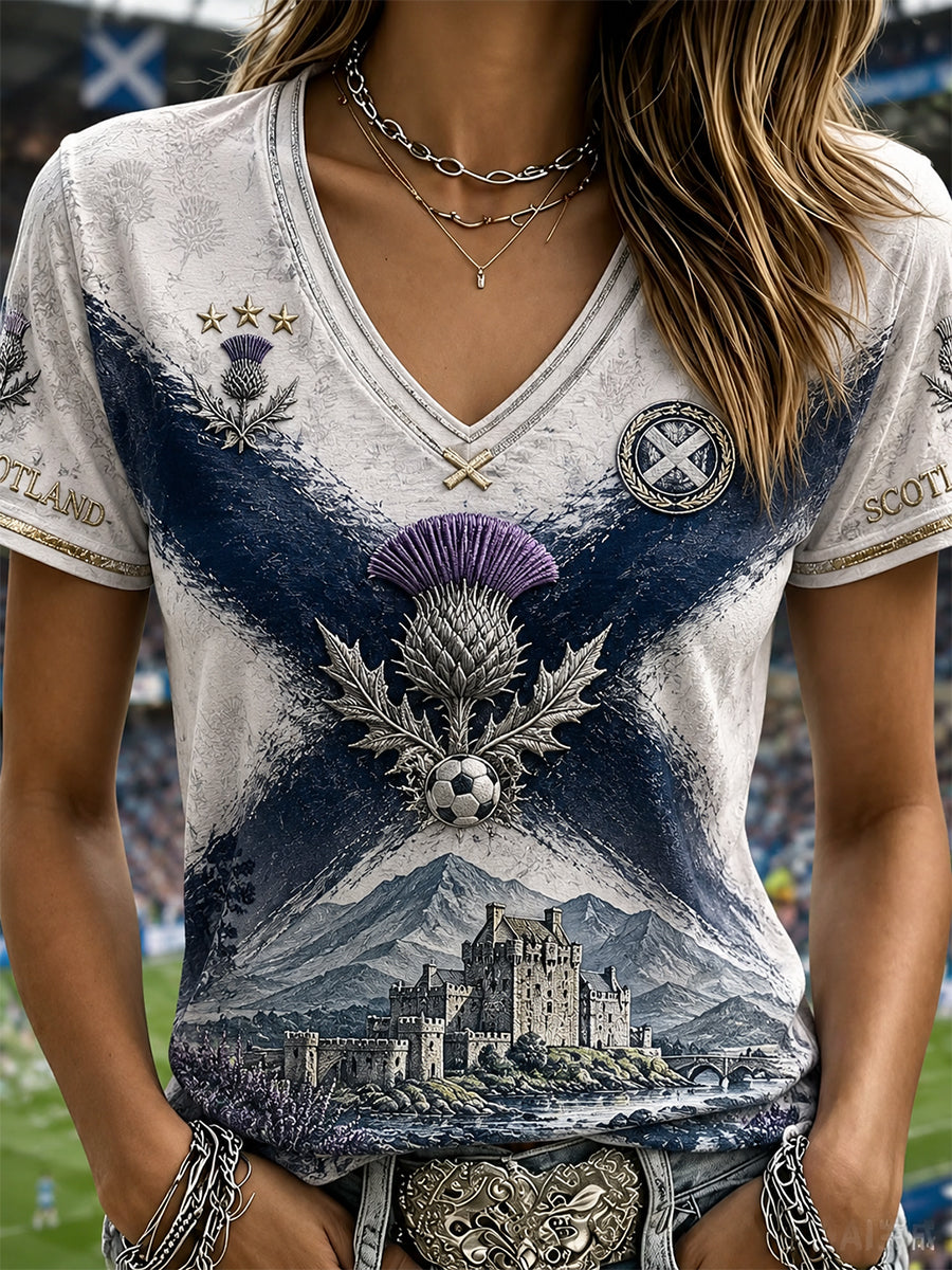Women's Scotland Football V-Neck T-Shirt